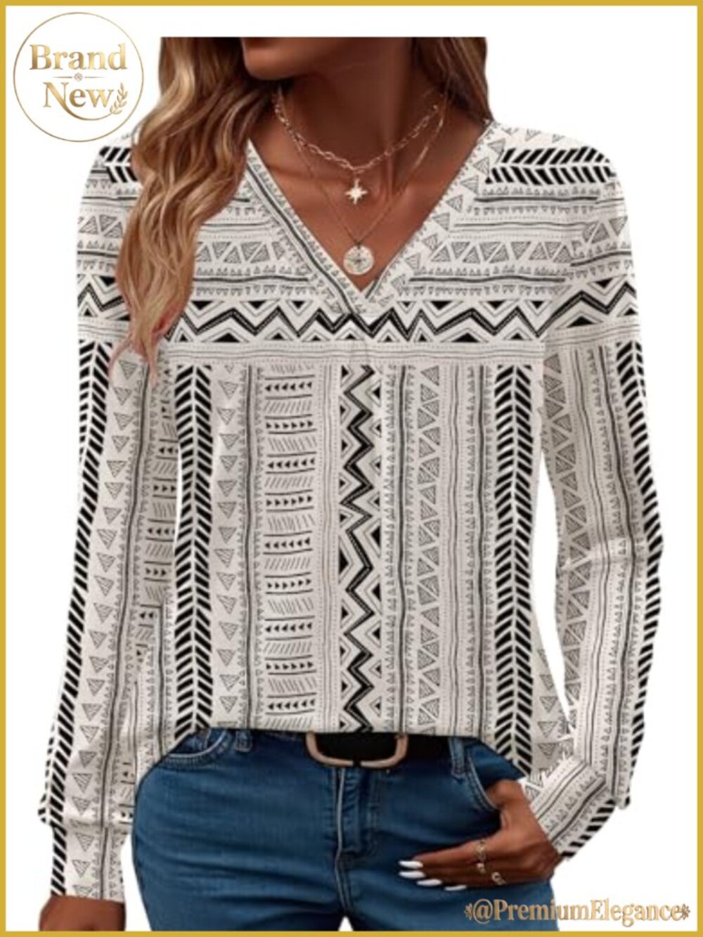 Women's Pleated V Neck Long Sleeve Blouse Loose Fit Business Casual Tunic Top
